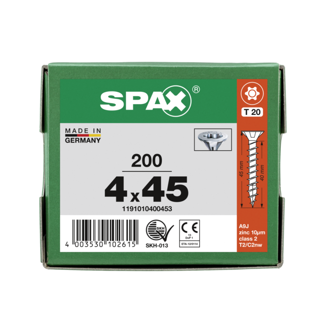 SPAX-T-STAR plus Torx TX 20 VG 4,0x45 WIROX® - Kleinpaket - 200 Stück