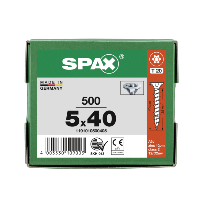 SPAX-T-STAR plus Torx TX 20 VG 5,0x40 WIROX® - 2500 Stück