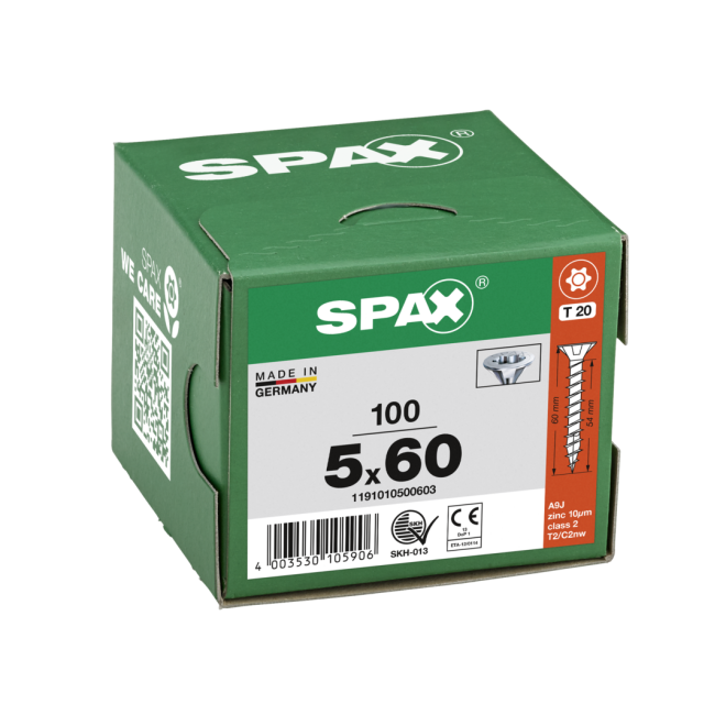 SPAX-T-STAR plus Torx TX 20 VG 5,0x60 WIROX®. - Kleinpaket - 100 Stück