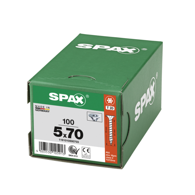 SPAX-T-STAR plus Torx TX 20 VG (Abweichende Ausführung. Gewinde geht nicht bis zum Kopf.) 5,0x70 WIROX® - Kleinpaket - 100 Stück