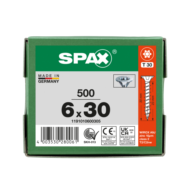 SPAX-T-STAR plus Torx TX 30 VG 6,0x30 WIROX® - 2500 Stück