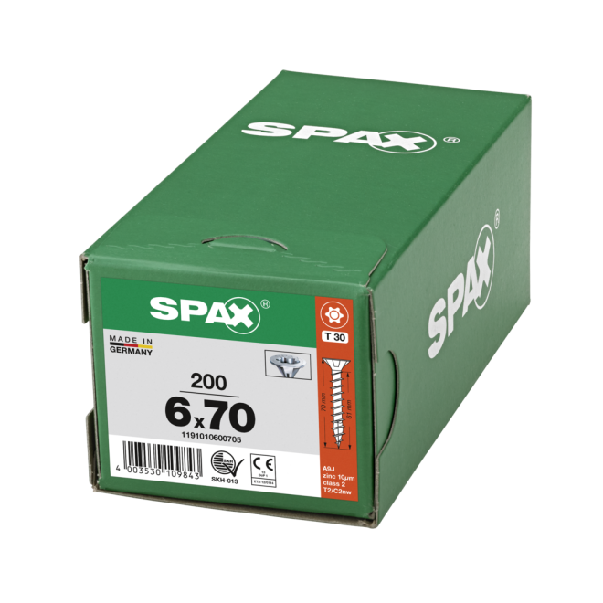 SPAX-T-STAR plus Torx TX 30 VG (Abweichende Ausführung. Gewinde geht nicht bis zum Kopf.) 6,0x70 WIROX® - 200 Stück