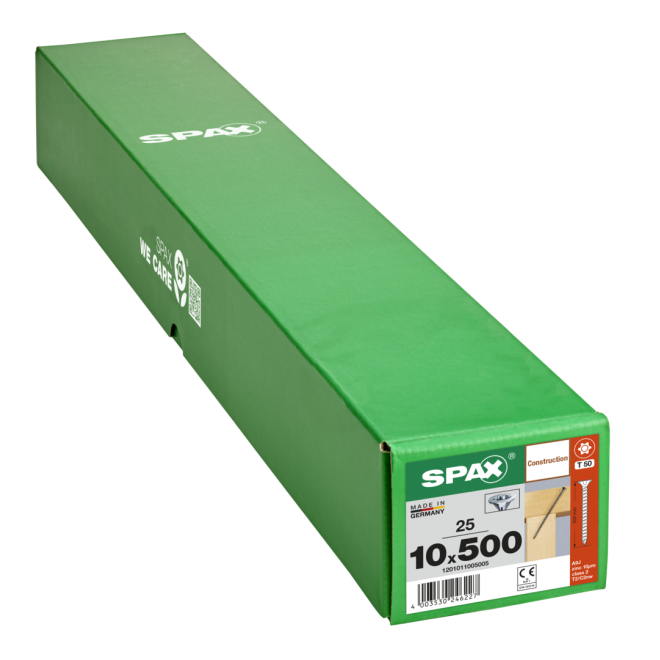  Spax - Senkkopf Torx 50 VG (Gewinde bis annähernd Kopf) mit MULTI-Kopf 10,0 x 500 WIROX® - 25 Stück 