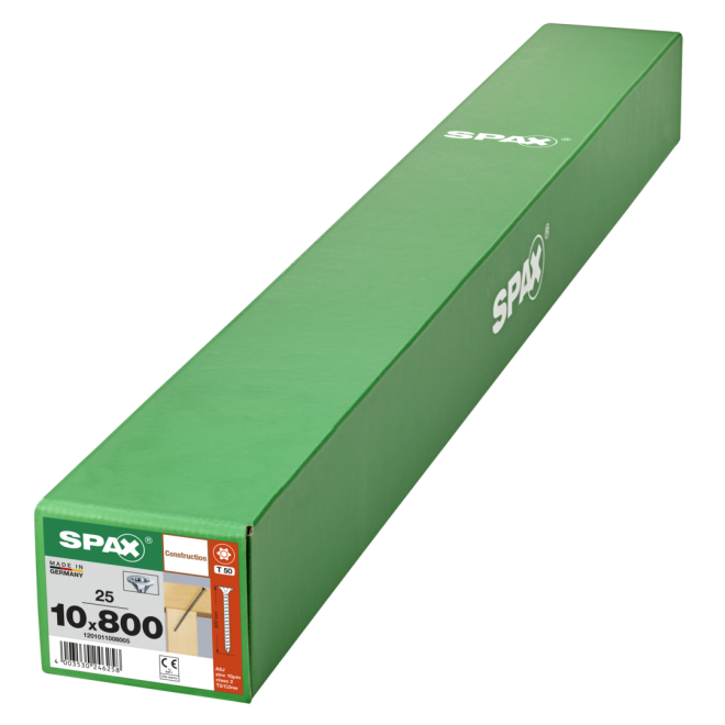  Spax - Senkkopf Torx 50 VG (Gewinde bis annähernd Kopf) mit MULTI-Kopf 10,0 x 800 WIROX® - 25 Stück 