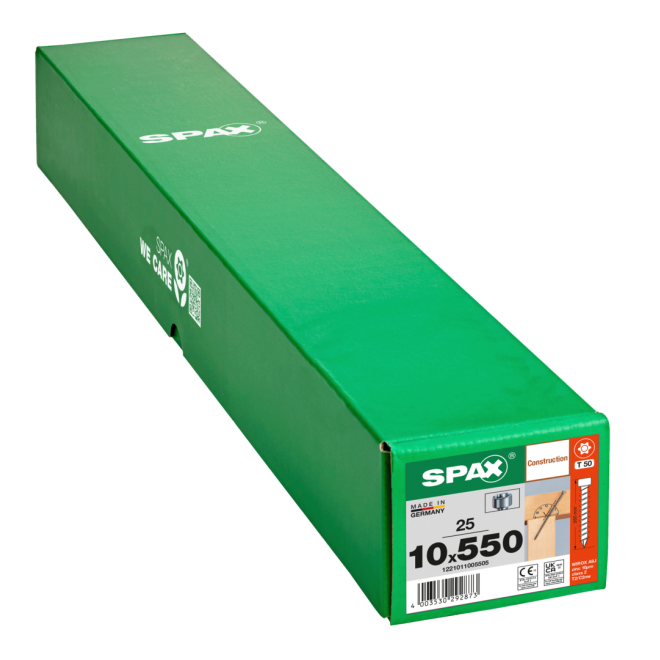 SPAX T-Star plus Zylinderkof mit CUT-Spitze WIROX® Torx 50; 10,0x550 (Gewinde bis annähernd Kopf) - 25 Stück