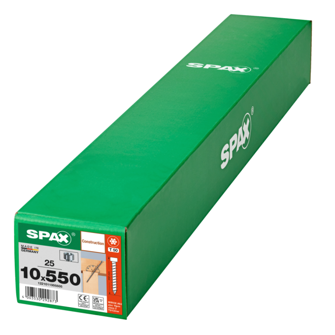 SPAX T-Star plus Zylinderkof mit CUT-Spitze WIROX® Torx 50; 10,0x550 (Gewinde bis annähernd Kopf) - 25 Stück