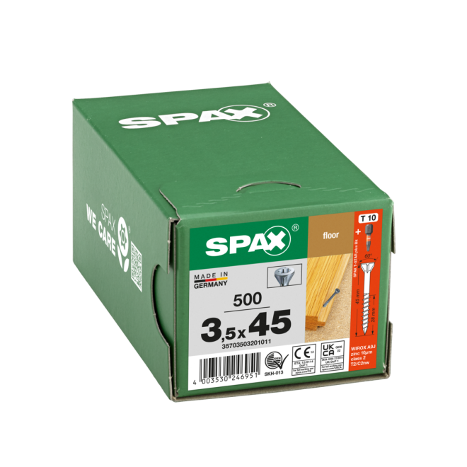 SPAX T-STAR plus Senkkopf - für Fußböden mit kleinem Fräskopf 60° und CUT-Spitze 3,5x45 WIROX® -500 Stück