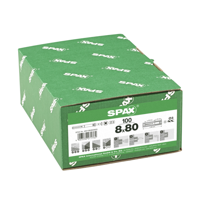 Spax Nageldübel Typ-ND, Senkkopf 8,0 x 80 - 100 Stück
