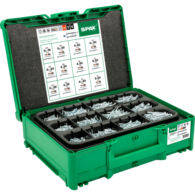 Spax-Box systainer³ T-Loc , Senkkopf, T-STAR plus, WIROX® -2.475 Stück incl. 5x SPAX-bits T-Star plus T20