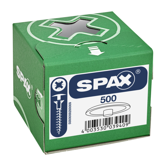 Spax - Kunsstoff Abdeckkappen für Spax mit Kopfbohrung Farbe Weiß - Inhalt 500 Stück