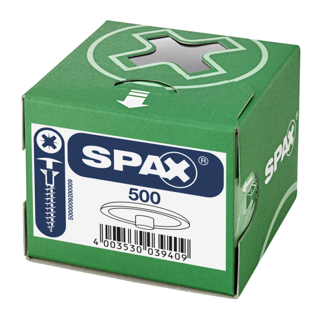 Spax - Kunsstoff Abdeckkappen für Spax mit Kopfbohrung Farbe Weiß - Inhalt 500 Stück