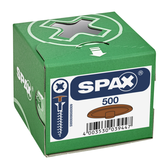 Spax - Kunsstoff Abdeckkappen für Spax mit Kopfbohrung Farbe Rehbraun - Inhalt 500 Stück
