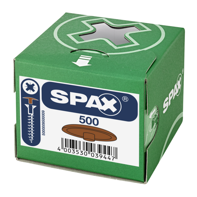 Spax - Kunsstoff Abdeckkappen für Spax mit Kopfbohrung Farbe Rehbraun - Inhalt 500 Stück