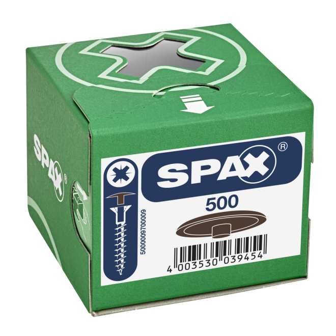 Spax - Kunsstoff Abdeckkappen für Spax mit Kopfbohrung Farbe Mahagoni - Inhalt 500 Stück