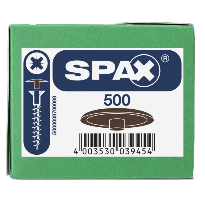 Spax - Kunsstoff Abdeckkappen für Spax mit Kopfbohrung Farbe Mahagoni - Inhalt 500 Stück