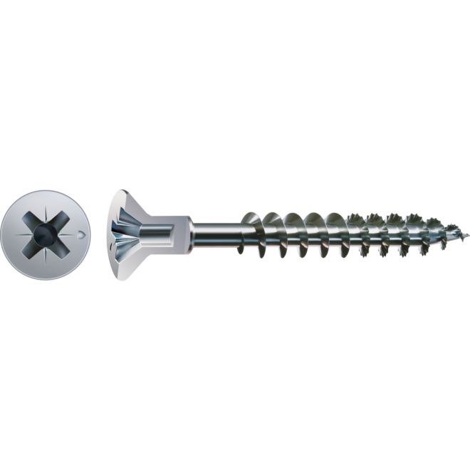 SPAX Senkkopf Kreuzschlitz Z mit Kopfbohrung Ø 2,5mm,VG (Abweichende Ausführung. Gewinde geht nicht bis zum Kopf.) PZ 2 WIROX® 5,0x80 - 200 Stück