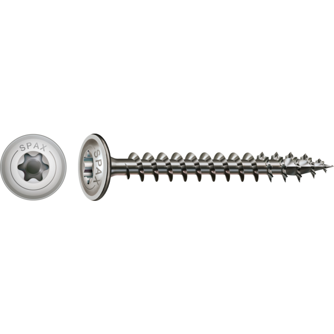 SPAX T-STAR plus Tellerkopf 4CUT Edelstahl A2 Torx 30 Vollgewinde 6,0x60 (Abweichende Ausführung mit Vollgewinde) - 100 Stück