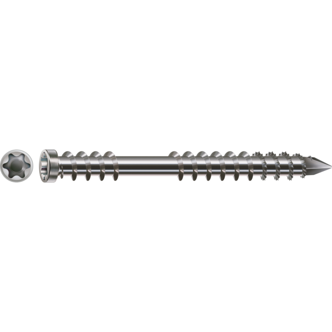 SPAX T-STAR plus Zylinderkopf mit CUT-Spitze und Fixiergewinde Edelstahl A2 Torx 25; 5,0x80 - 100 Stück