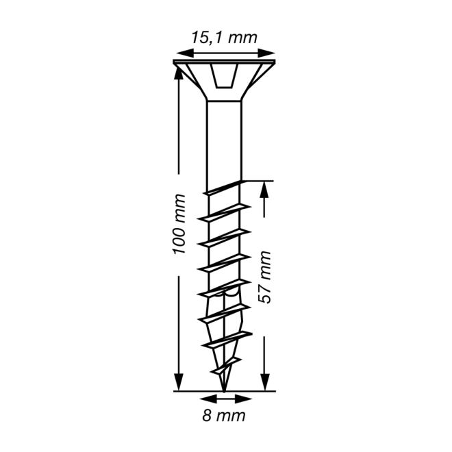 Spax - Senkkopf Torx 40 TG mit MULTI-Kopf 8,0 x 100 gelb verzinkt/oder WIROX (je nach Verfügbarkeit) - 50 Stück 