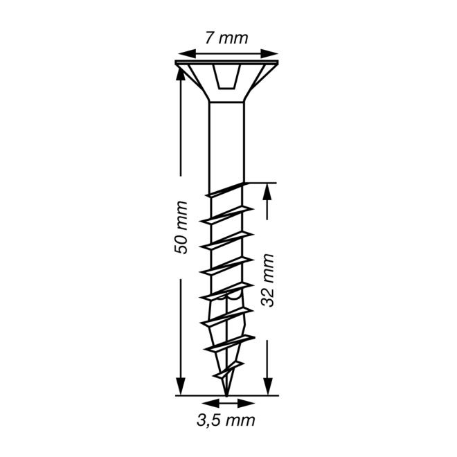 SPAX Universalschrauben Senkkopf, Kreuzschlitz, TG 3,5x50 WIROX® - 2500 Stück