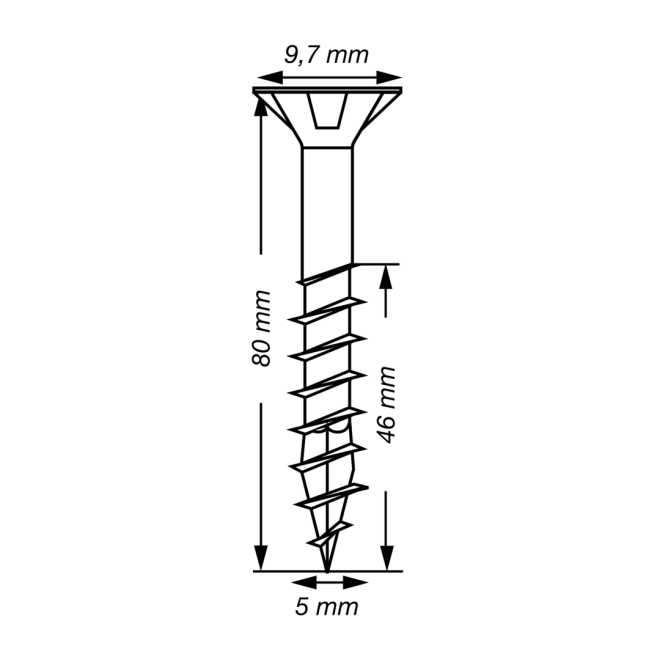 SPAX Universalschrauben Senkkopf, Kreuzschlitz, TG 5x80 WIROX® - 1000 Stück