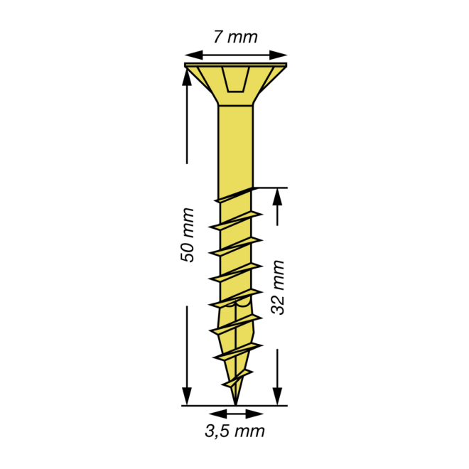 SPAX Universalschrauben Senkkopf, Kreuzschlitz, TG 3,5x50 YELLOX® - 500 Stück