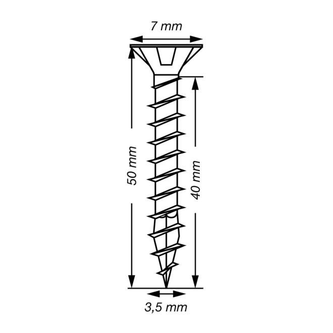 SPAX Universalschrauben Senkkopf, Kreuzschlitz, VG (Abweichende Ausführung. Gewinde geht nicht bis zum Kopf.) 3,5x50 WIROX® - 500 Stück