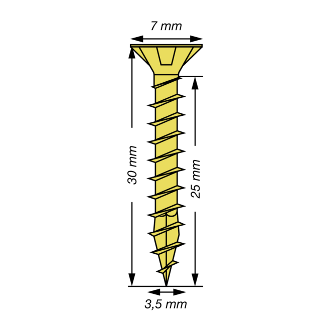 SPAX Universalschrauben Senkkopf, Kreuzschlitz, VG 3,5x30 YELLOX® - 1000 Stück