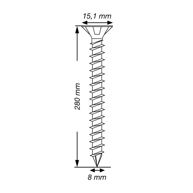  Spax - Senkkopf Torx 40 VG (Gewinde bis annähernd Kopf) mit MULTI-Kopf 8,0 x 280 WIROX® - 50 Stück 