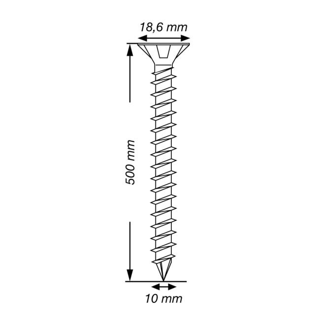  Spax - Senkkopf Torx 50 VG (Gewinde bis annähernd Kopf) mit MULTI-Kopf 10,0 x 500 WIROX® - 25 Stück 