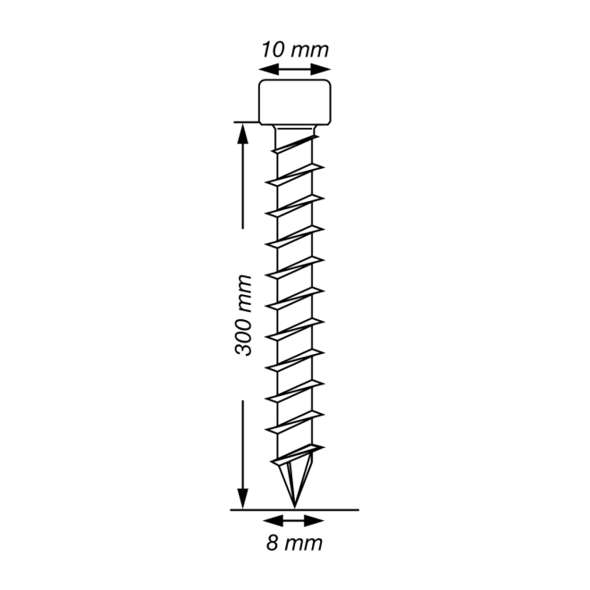 SPAX T-Star plus Zylinderkof mit CUT-Spitze WIROX® Torx 40; 8,0x300 (Gewinde bis annähernd Kopf) - 50 Stück