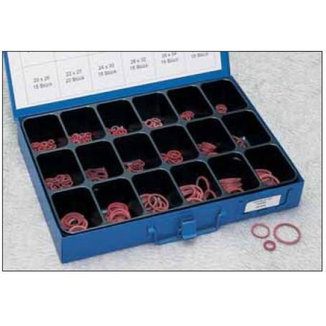 Dichtringe-Sortiment DIN 7603 Vulkanfiber in stabiler Metallbox 1 Satz
