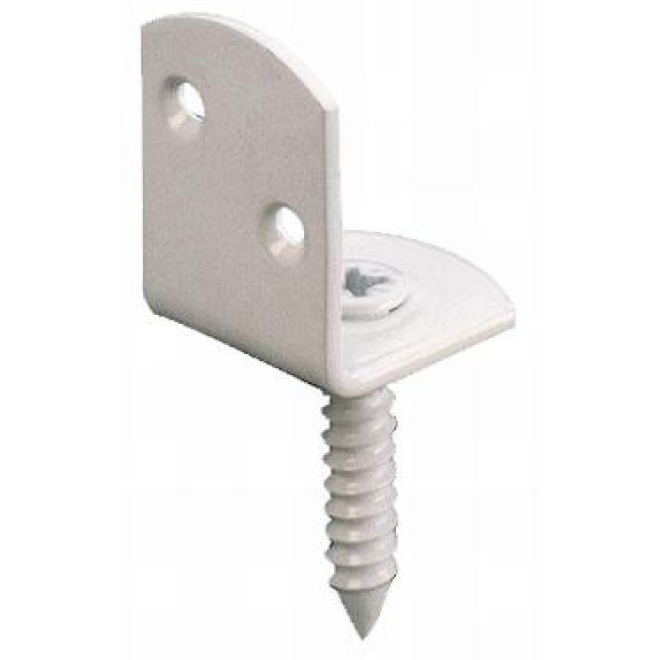 Flechtzaunbeschlag L-Form weiß-besch., 40x35mm gewinkelt, Schraube 8mm Øx 40mm - 100 Stück