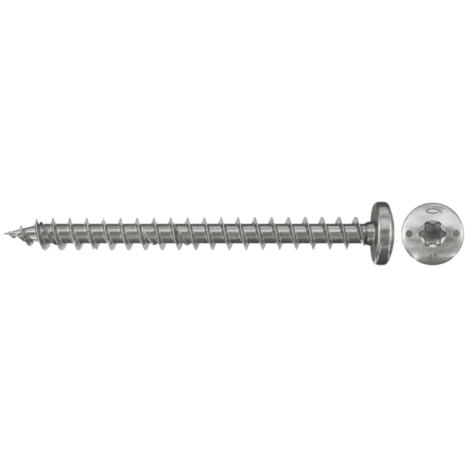 fischer PowerFast 4,0 x 40 Halbrundkopf nicht rostender Stahl A2 Vollgewinde Innenstern TX - 100 Stück