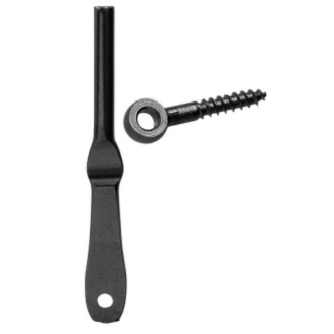 Stützhaken schwarz mit Holzgewinde 6x40mm, Dorn Ø 6mm, Dornlänge: 32mm - 1 Stück