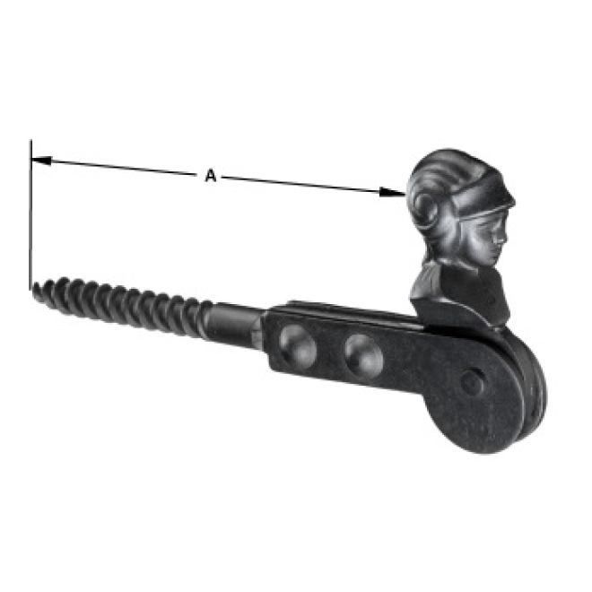 Klappladen-Feststeller Frauenkopf schwarz, ohne Anschlag, mit Holzgewinde, Ø 10mm, Länge: 120mm - 1 Stück