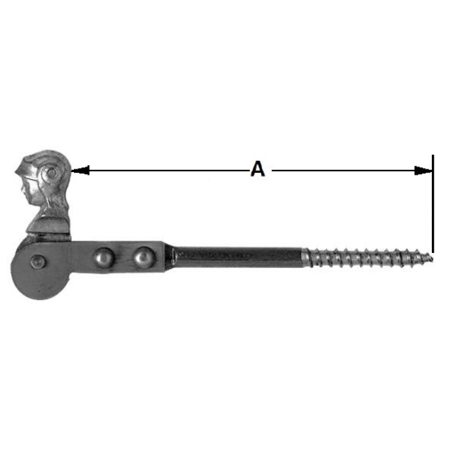 Klappladen-Feststeller Frauenkopf V2A, ohne Anschlag, mit Holzgewinde, Ø 10mm, Länge: 165mm - 1 Stück