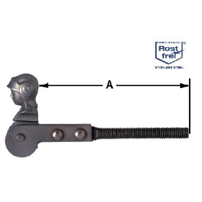 Klappladen-Feststeller Frauenkopf V2A, mit metrischem Gewinde M10x70, Länge ab Kopf: 120mm - 1 Stück