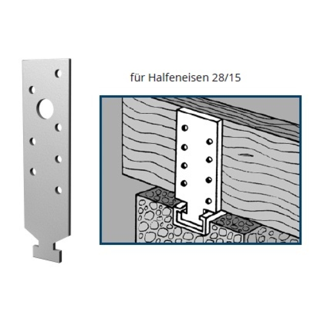 Halfenanker (Profilanker) verzinkt, 150x35mm, für Halfeneisen 28/15 - 1 Stück