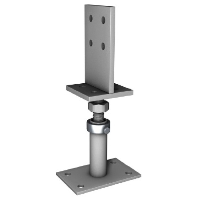 Pfostenträger fvz. m. Schwert, höhenverstellb. bis 60mm, Grundplatte 125x80x5mm, Auflageplatte 80x80x8mm - 10 Stück