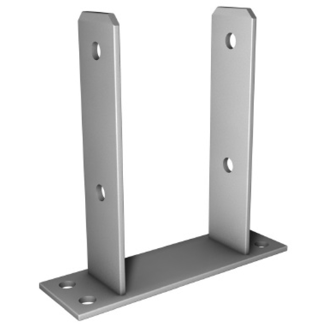 Pfostenträger z. Aufdübeln fvz., Premium Qualität, Gabelweite 141mm, Grundplatte 210x65mm, Material 6,0mm - 10 Stück