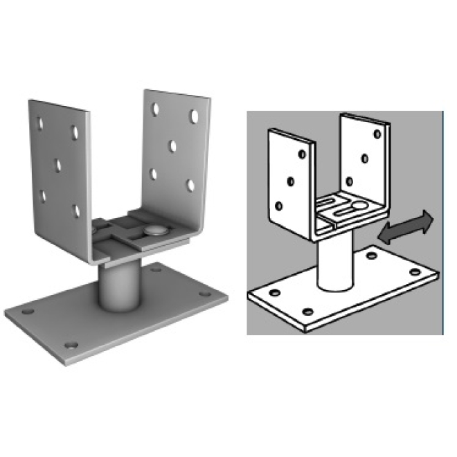 Pfostenträger fvz., seitenverstellbar 80-160mm, Höhe 60mm - 10 Stück
