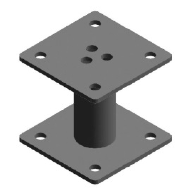 Pfostenträger/Pfostenfuß fvz. m. Rohr Ø 38x85mm, Maße Grundplatte und Trägerplatte: 100x100mm - 10 Stück