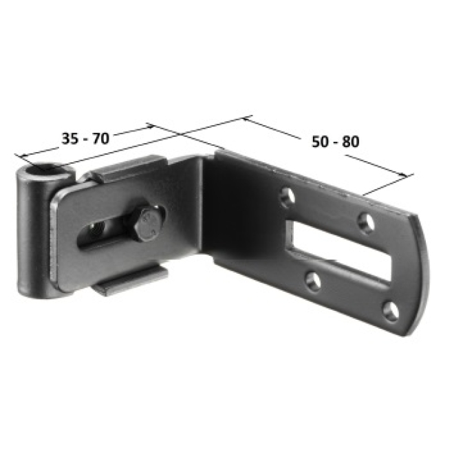 2-fach verstellbare gekröpfte Rolle schwarz, für 10mm Dorn, Verstellbereich 50-80mm - 1 Stück