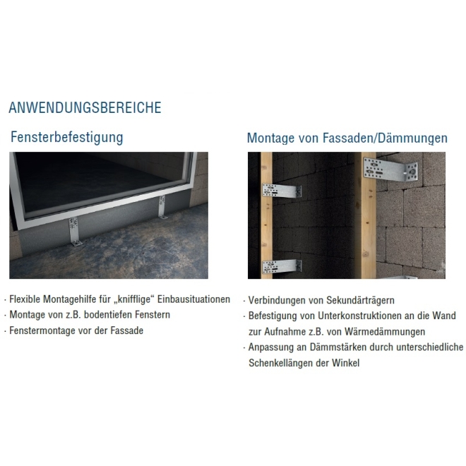 Montagewinkel MWF mit Verstärkungsrippe Stahl verzinkt, 100x60x60 - 50 Stück