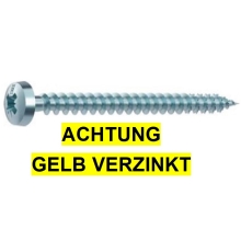 HECO-FIX-plus Rundkopf Vollgewinde, Kreuzschlitz PZ-1, 2,5x15 gelb verzinkt 1.000 Stück