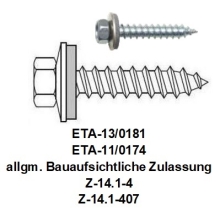 Dachbauschrauben / Fassadenbauschrauben mit Spitze und Dichtscheibe 25mm A2 E-X A 6,5x25mm - 50 Stück 